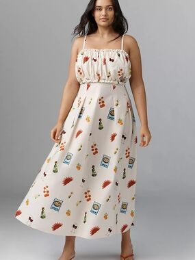 NWT Anthropologie Eloquii Shirred Bodice Ruffle Maxi Dress 26